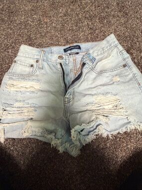 Aeropostale Light Wash Distressed Denim Shorts